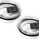 20oz Magnetic Tumbler Lid 2Pack,Compatible with Ozark Trail,Old Style Rtic,YETI Rambler and More,Magnetic Slider Switch Spill Proof Tumbler Cover (2 Pack, Black)