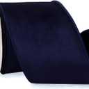 Ribbli Navy Velvet Wired Ribbon with Dupioni 4 Inch Christmas Ribbon for Gift Wrapping Christmas Tree Decoration Crafts Wreaths Supplies-Continuous 10 Yards