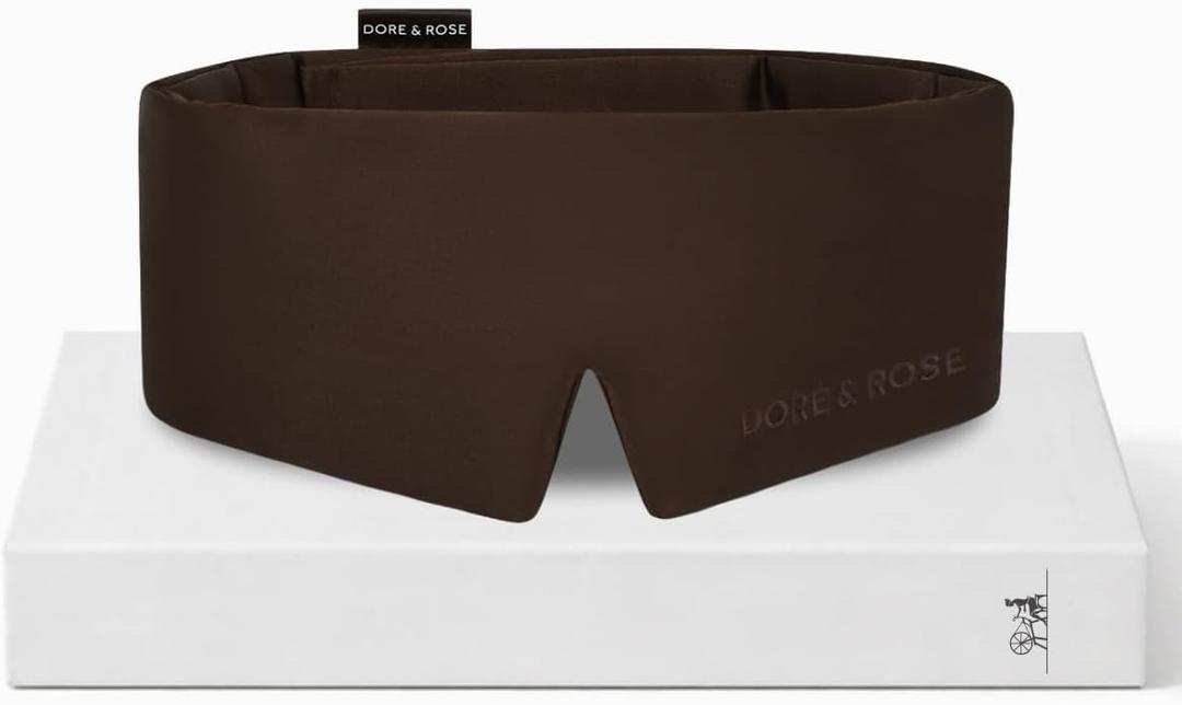 Dore & Rose Deep Sleep Mask for Women and Men - 23 Momme Mulberry Silk Eye Mask for Sleeping and Travel, 100% Blackout, Adjustable Strap, Cooling Soft Black Silk Eyemask Award-Winning Luxury
