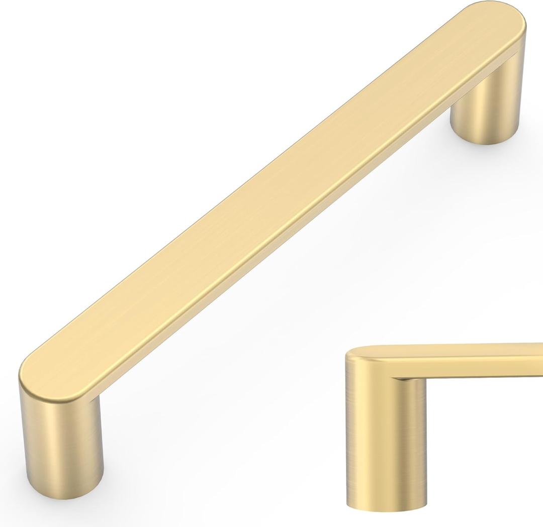 Amerdeco 10 Pack ZH0005BRG Champagne Bronze 5 Inch(128mm) Hole Centers Kitchen Cabinet Pulls Hardware Modern Kitchen Handles for Cabinets Cupboard Handles Drawer Pulls