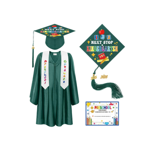 Bokon 4 Pcs Kindergarten Preschool Graduation Cap and Gown with 2025 Tassel Graduation Stole and Certificate for Toddler Kids, Size 33