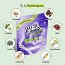 Vybe Daily Nootropic Gummies  8-in-1 Mushroom & Adaptogen Brain Supplement for Focus, Energy, and Mood with Lion's Mane, Cordyceps, Reishi, Chaga, Ashwagandha (Blueberry, 60-Count)