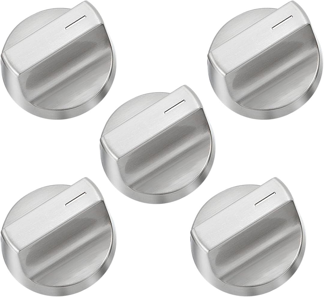 Stainless Steel W11366438 Stove Knobs Replacement Parts for Whirlpool Gas Range Oven Knob WCG55US6HS00 WCG55US6HS Metal Cooktop Knob WCG77US0HS WCG97US0HS05 Electric Stove Top Knobs 5 Pcs