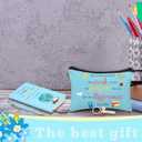 Tisancy Last Day of School Teacher Gifts Set Blue End of Year Thank You Gifts for Women Makeup Bag Socks Notebook Keychain Pen with Pencil Apple Globe for Teachers from Students Graduation School