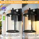 OKELI Porch Lights Outdoor Dusk to Dawn Motion Sensor Solar Wall Lantern Separate Panel & Battery Replaceable Exterior Waterproof Wall Sconce Lighting Lamp (Black B, 1 Pack)