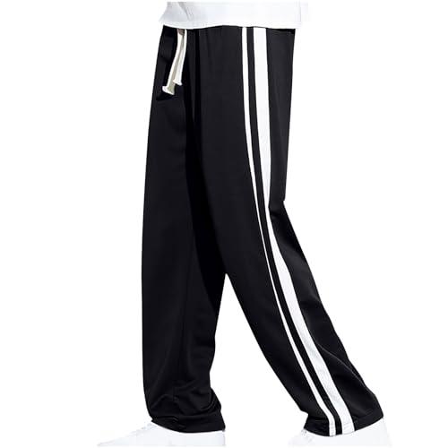 Mens Casual Wide Leg Sweatpants Stretch Waist Drawstring Lounge Pant Loose Lightweight Comfy Jogger Pants with Pocket, 2XL