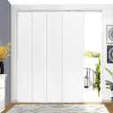 Lazblinds Adjustable Panel Track Blinds, Blackout White, 82.63 inches x 96 inches