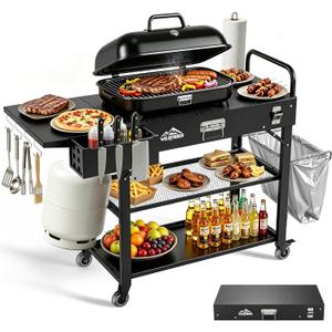 Leteuke Grill Cart for Blackstone Griddle, Portable Outdoor Grill Table
Foldable Cart Table with Wheels for Ninja, Griddle Stand Fit 17 Inch Or 22 Inch, BBQ Prep Tables with Seasoning Tray