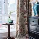 SUOUO Red Floral Curtains for Living Room Patterned Green Jacobean Farmhouse 84 inches Long Light Filtering Grommet Window Drapes for Dining Bedroom 2 Panels, 52"W x 84"L