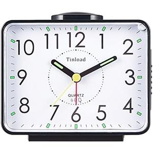 Tinload Loud Alarm Clock for Heavy Sleepers Adults, Silent No Ticking,Snooze,Manual Light,Battery Operated,Easy Set(Black)