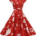 Dressystar Women's Vintage 1950s A Line Cocktail Prom Party Dress Retro Rockabilly Cap Sleeve Knee Length Swing Dresses (Medium)