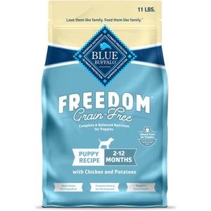 Blue Buffalo Freedom Grain-Free Puppy Dry Dog Food with DHA, Complete & Balanced Nutrition for Puppies, Made in the USA, Chicken & Potatoes, 11-lb Bag, Best By: 2025 Nov 12