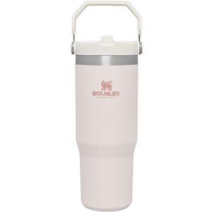 Stanley IceFlow Flip Straw Tumbler with Handle | Twist On Lid and Flip Up Straw | Leak Resistant Water Bottle | Insulated Stainless Steel | BPA-Free (30 Ounces, Rose Quartz)