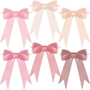 Canlierr Valentine's Day Tie Bows Pastel Satin Ribbon Bows with Twist Tie Craft for Valentine's Gift Wrapping Wedding Birthday (6 x 8 Inch)