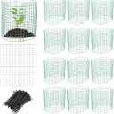 Lnrueg 12 Pack Wire Plant Protectors 14" Dia x 14" H from Animals, 24PCS Metal Mesh Plant Cases Protector 14x22 Inch to Keep Animals Out, Chicken Wire Cloche Garden Protection for Flowers Vegetables