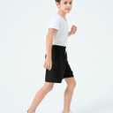 Haloumoning Boys Corduroy Shorts Kids Casual Elastic Waist Drawstring Summer Shorts with Pockets 5-14 Years (11-12 Years, Black)