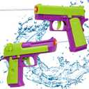 2 Packs Water Gun for Kids Squirt Guns Water Blaster Soaker Toys Water Pistol Toys for Boys Girls Toddlers, Outdoor Beach Swimming Pool Game Summer Party Favor (Purple and Green)