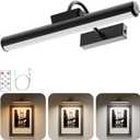 Picture Light, Wireless Picture Light with Remote, Battery Operated 5000mAh, 3 Color Modes and Dimmable LED Lights with Timer for Paintings, Gallery, Wall, Dartboard, Bedroom (Black-1Pack)