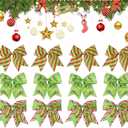 12 Pcs Red Green Christmas Bows,6 Inch Large Wreaths Bows for Tree Gift Wrapping Garland,Christmas Decoration Holiday Party Crafts Xmas Tree Ribbon Ornaments (Pattern)