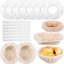 Fanfanwin 52 Pcs Banneton Liner Set Include 50 Disposable Non Woven Bread Proofing Basket Cover and 2 Pieces 9 Inch Cloth Liner Bread Proofing Cover for Home Rising Sourdough Baking Supplies