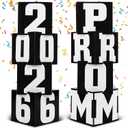 Queekay 8 Pcs Prom Column Standup Photo Booth Decorations 2026 Prom Backdrop Balloon Boxes Cardboard Decoration Column for Party College, 11.8 x 44.9 Inch(Black, White)