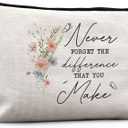 Thank You Gifts Makeup Bag, Never Forget the Difference You Make Cosmetic Bags for Women, Appreciation Farewell Gifts for Coworkers Makeup Zipper Pouch
