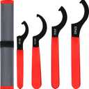 4pcs Coilover Spanner Wrench Set Adjustable Shock Wrench Heavy Duty Steel C Spanner for Most Coil Overs Shocks Adjustment and Suspension System (Red)