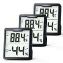 3 Pieces Digital Hygrometer Indoor Thermometer Humidity Meter with Accurate Temperature and Humidity Monitor for House, Baby Room, Office, Greenhouse, Cellar (Black)