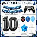 10th Birthday Decorations for Boys,Video Game Birthday Party Decoration with Blue Black Balloons Controller Foil Balloons Number 10 Balloon Happy Birthday Banner for Boys Game Theme Party Decor, 12/18inches