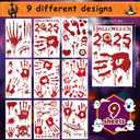 3 x Halloween Party Decorations - Bloody Handprint Footprint Window Clings for Halloween Bathroom Decor Indoor Outdoor | Trick or Treat Stickers Decals for Office Door Wall Party Favors Supplies (Red)