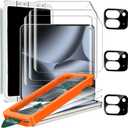 IMBZBK [Auto-Dust Removal] 3 Pack Screen Protector for Google Pixel 10 Pro Fold, 3 Inside Flexible Film + 3 Front Tempered Glass + 3 Camera Lens Protector Accessories with Installation Frame