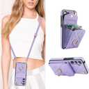 QLTYPRI Crossbody Wallet Case for Samsung Galaxy A16 4G/5G, PU Leather Phone Case with RFID Blocking Card Slots Holder Ring Kickstand Wrist Strap Lanyard Handbag Purse Cover for Samsung A16 - Purple