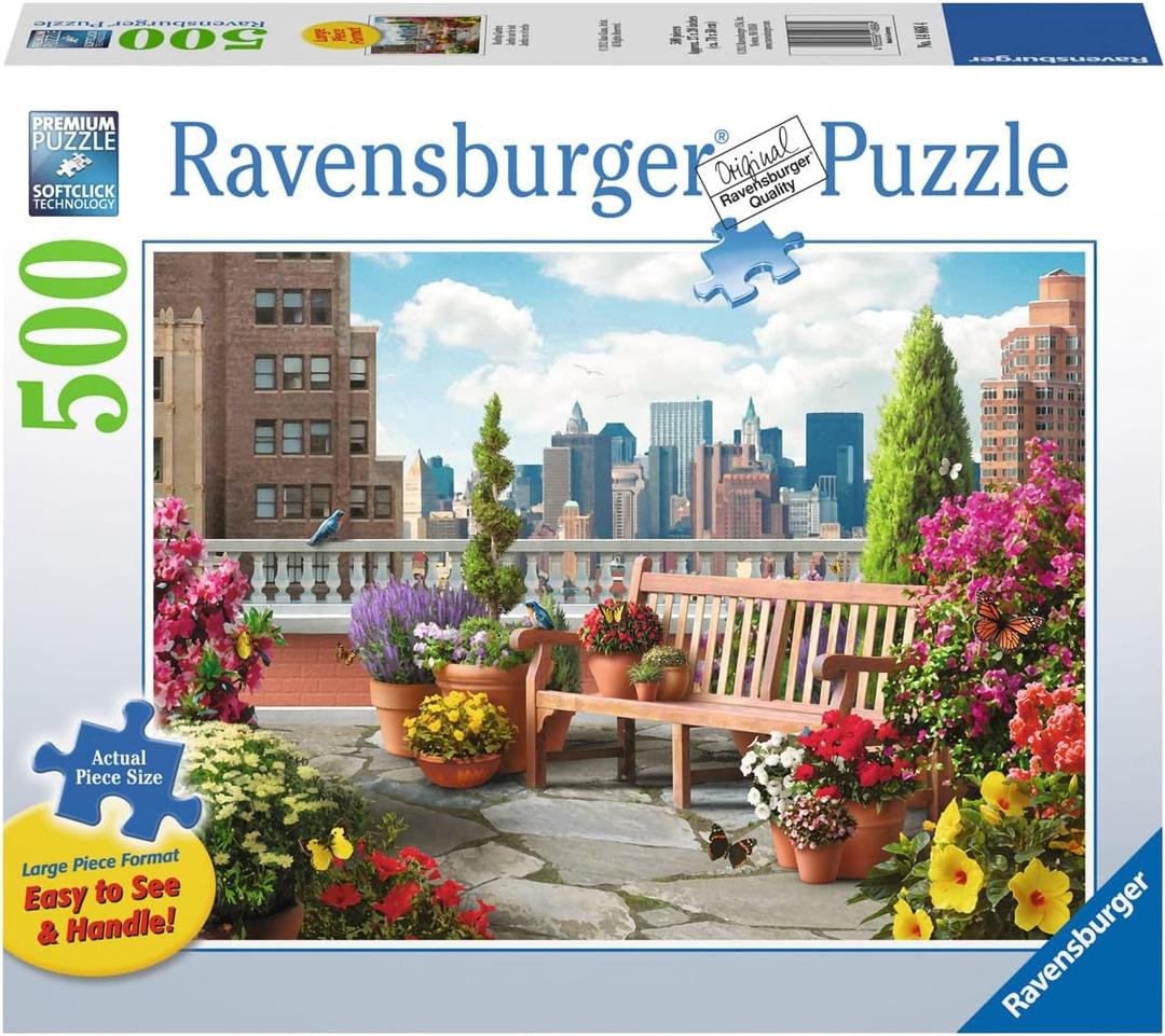 Ravensburger Rooftop Garden Jigsaw Puzzle | 500 Large, Unique Pieces | Premium Quality with Softclick Technology | Ideal for Adults & Kids