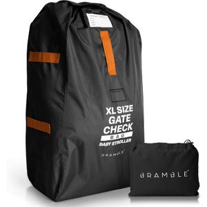 Bramble Extra Large Gate Check Stroller Bag for Airplane - Stroller Storage Bag (Black, 47", 600D Oxford Waterproof) - Double Stroller Travel Bag for Airplane, Baby Stroller Cover for Air Travel