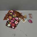 AOTHSO 22 Piece Kids Hippie Costume Set Girls 70s 60s Dress Outfits Vest with Tassel Peace Sign Earring for Halloween Party (Medium, Black)