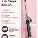 YEEGOR 1/2 inch Thin Curling Iron,Extra Long Barrel Culing Wannd,100-240V Dual Voltage Small Hair Curler for Tight Curls,12 Temps