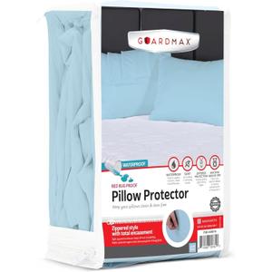 Guardmax Waterproof Pillow Protector Light Blue Queen Size - Zippered Bed Bug Pillow Protector 6 Pack - Hypoallergenic Pillow Case Cover Protects from Bedbug, Dust Mite, and Liquid Spills - (20 X 30)