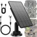 Solar Panel for Trail Camera, Solar Charger Kit with Built-in 5000mAh Rechargeable Lithium Battery - Output: 12V/1A, 6V/1.5A, IP66 Waterproof Portable Outdoor Power Supply Kit