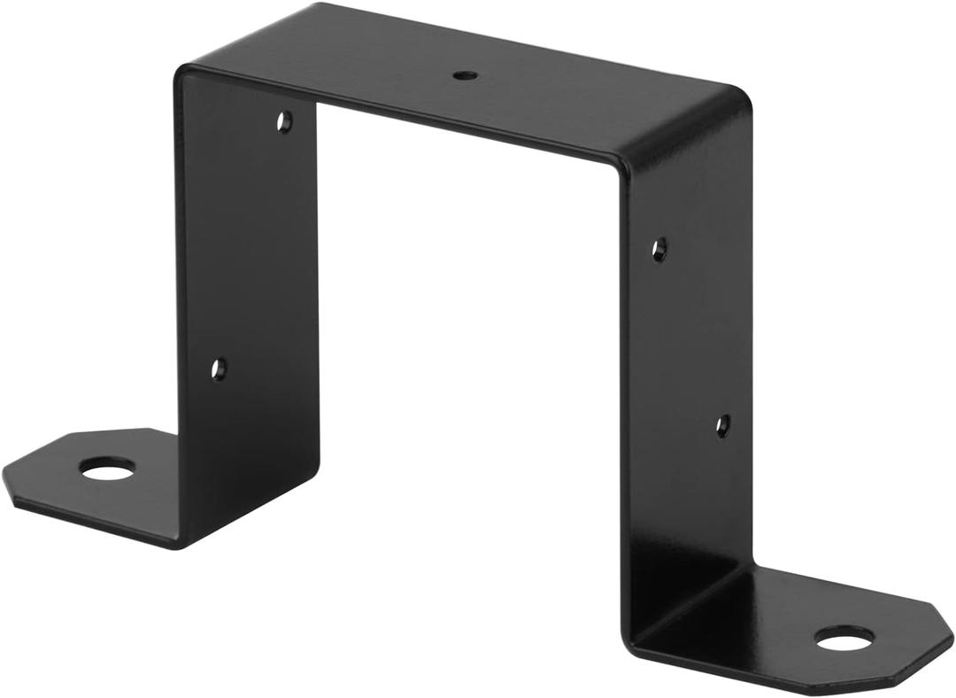 8 Pcs 4" x 4" Strap Post Ties,14 Gauge(Thick 2 mm) Black Deck Fence Pole Tie Bracket for 4x4 Post