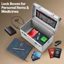 LOCKCURX Large Lock Box - Security Combination Lock Box, Locking Storage Case for Personal Items and Medicine, Childproof Lockable Lockbox for Home/Office/School, 15.1x9.4x8.7 Inch, Silver