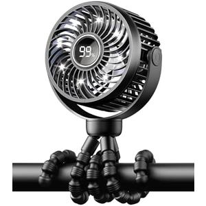Bearwind Mini Portable Stroller Fan for Travel,360° Rotation,4-Speed LED Night Light Clip on Fans Operated by Rechargeable Battery, Baby Essentials for Car Seat Beach Bed Golf Cart (Black), Set of 3 Bearwind Mini Portable Stroller Fan for Travel,360° Rotation,4-Speed LED Night Light Clip on Fans Operated by Rechargeable Battery, Baby Essentials for Car Seat Beach Bed Golf Cart (Black), Set of 3