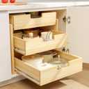 Pull Out Cabinet Organizer, 14''W21''D Sliding Drawers for Cabinets, 3 Tier Soft Close Slide Out Wooden Pull out Drawers, Base Cabinet Organization for Kitchen, Pantry, Bathroom.