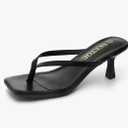 Kitten Heels for Women Square Toe Sandals Flip Flop Heels Thong Sandals Comfortable Summer 2 Inch Heels Sandals, 9.5