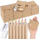 Sinload 10 Set Mini Colored Pencil Bulk for Kid 3.5in Colored Pencils for Coloring Drawing Bulk for Student Teacher 12 Color with Sharpener Eraser School Classroom Party Favors Gifts