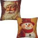 Santa Claus Cute Snowman Throw Pillow Covers 18x18 inch Set of 2 Christmas Pillow Case Cushion Cover for Home Sofa Couch Living Room Car Decor