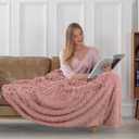 Tuddrom Decorative Extra Soft Faux Fur Blanket Twin Size 70" x 78",Solid Reversible Fuzzy Long Hair,Fluffy Cozy Plush Fleece Comfy Microfiber Blanket for Couch Sofa Bed,Peach Whip