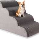 19.7”H Curved Dog Stairs Ramp for Beds Couches, Pet Steps with Durable Non-Slip Washble Fabric Cover, Pet Stairs for Bed Climbing, Dog Steps for Small Dogs and Cats, 4-Tiers,Foam Density Upgraded