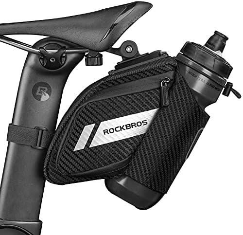 ROCKBROS Bike Saddle Bag Bike Seat Bag with Water Bottle Holder Bicycle Bag Under Seat Waterproof for Road Bike