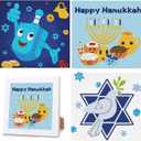 3 Pack Hanukkah Diamond Art Kits with Frames, Cartoon Chanukah Sign DIY Diamond Painting Kits, 5D Crafts for Kids Ages 4-8-12, Hanukkah Decorations for Home Party Table