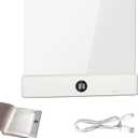 Flat Book Light, Rechargeable Clear LED Smart Reading Light with 3 Colors & Timer, Dimmable Full Page Panel Plate Lamp, Night Reading Lights for Book, Kids Eye Protection for Night Reading in Bed